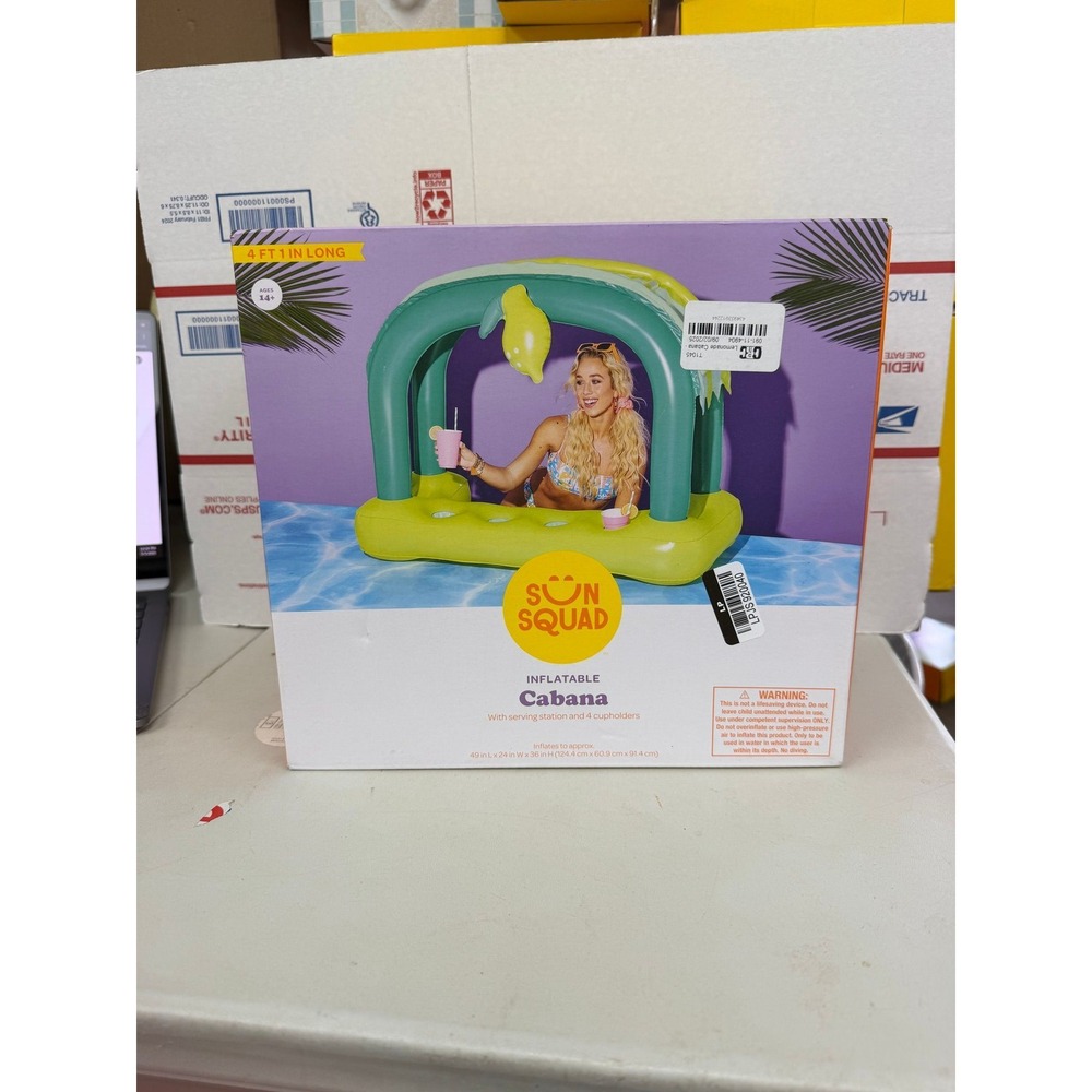 New Sun Squad Inflatable Cabana Pool Float 49in L X 24in W x 36in H